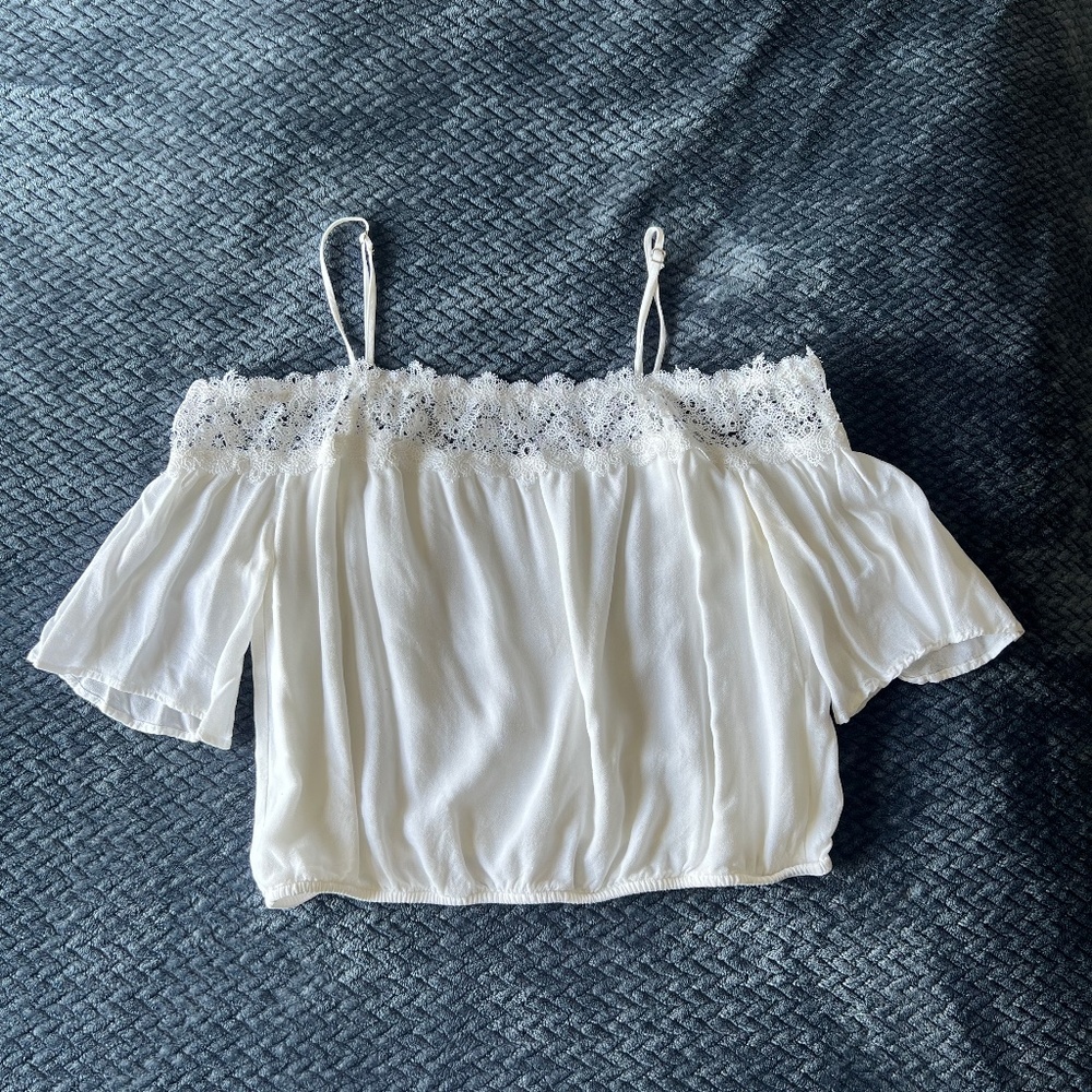 Hollister White Lace Crop-top